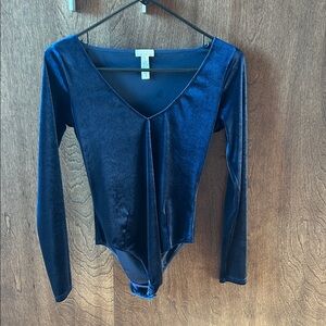 Fleur du Mal Deep Blue Velvet Bodysuit